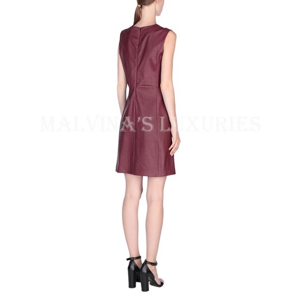 PRADA DRESS GARNET LEATHER SLEEVELESS sz IT 40 US 4 - Picture 3 of 11